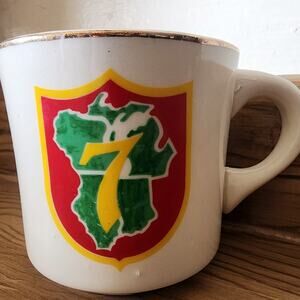 Vintage Boy Scouts Of America Ceramic Mug Cup BSA Region 7 Red Shield
